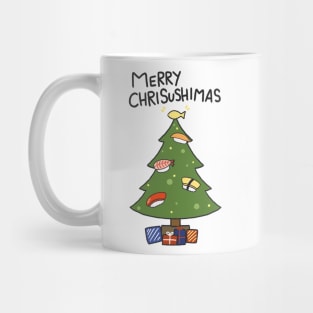 Merry Chrisushimas Tree Funny Sushi Lover Christmas Card Kawaii Cute Anime Food Mug